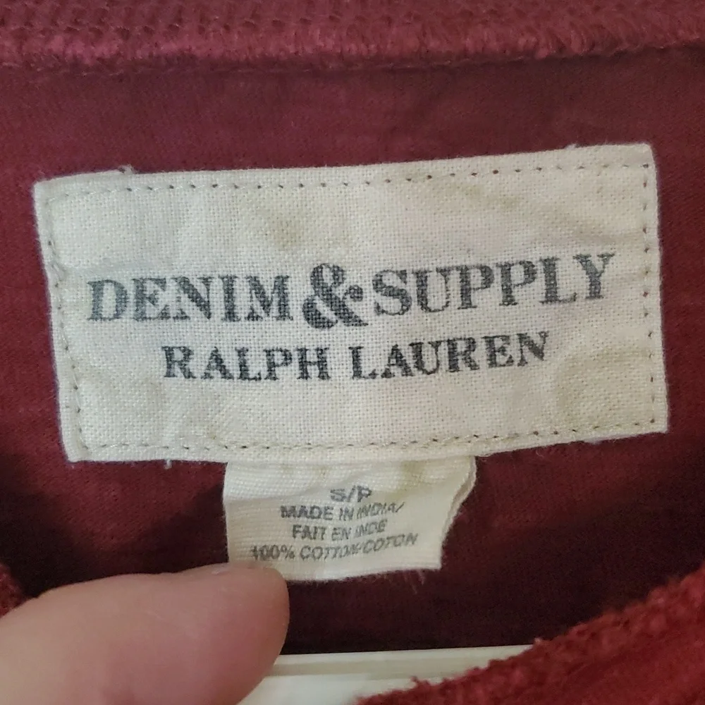 Denim & Supply Red Cotton Henley Top Size Small Buttons Closet Staple - Picture 4 of 11